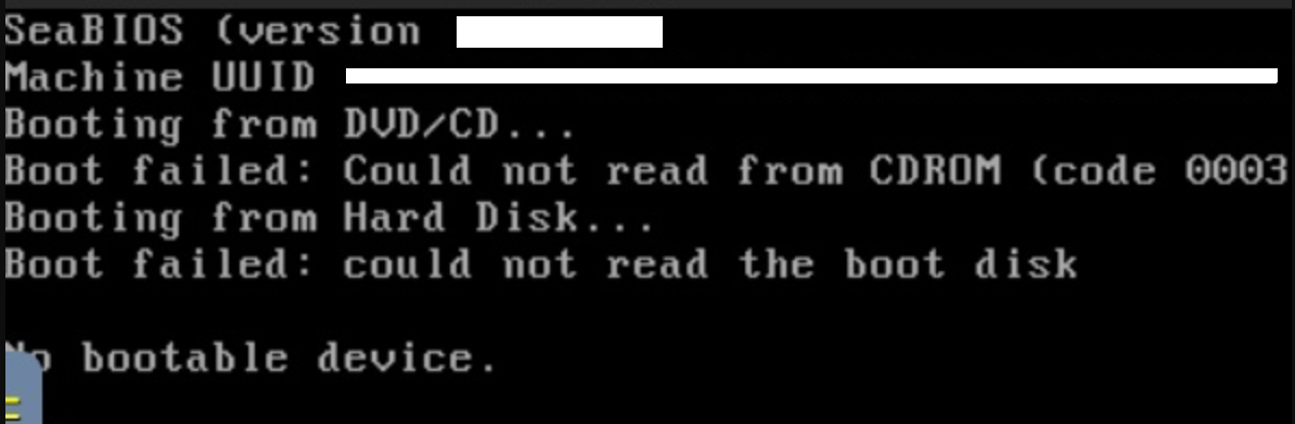 No bootable device message